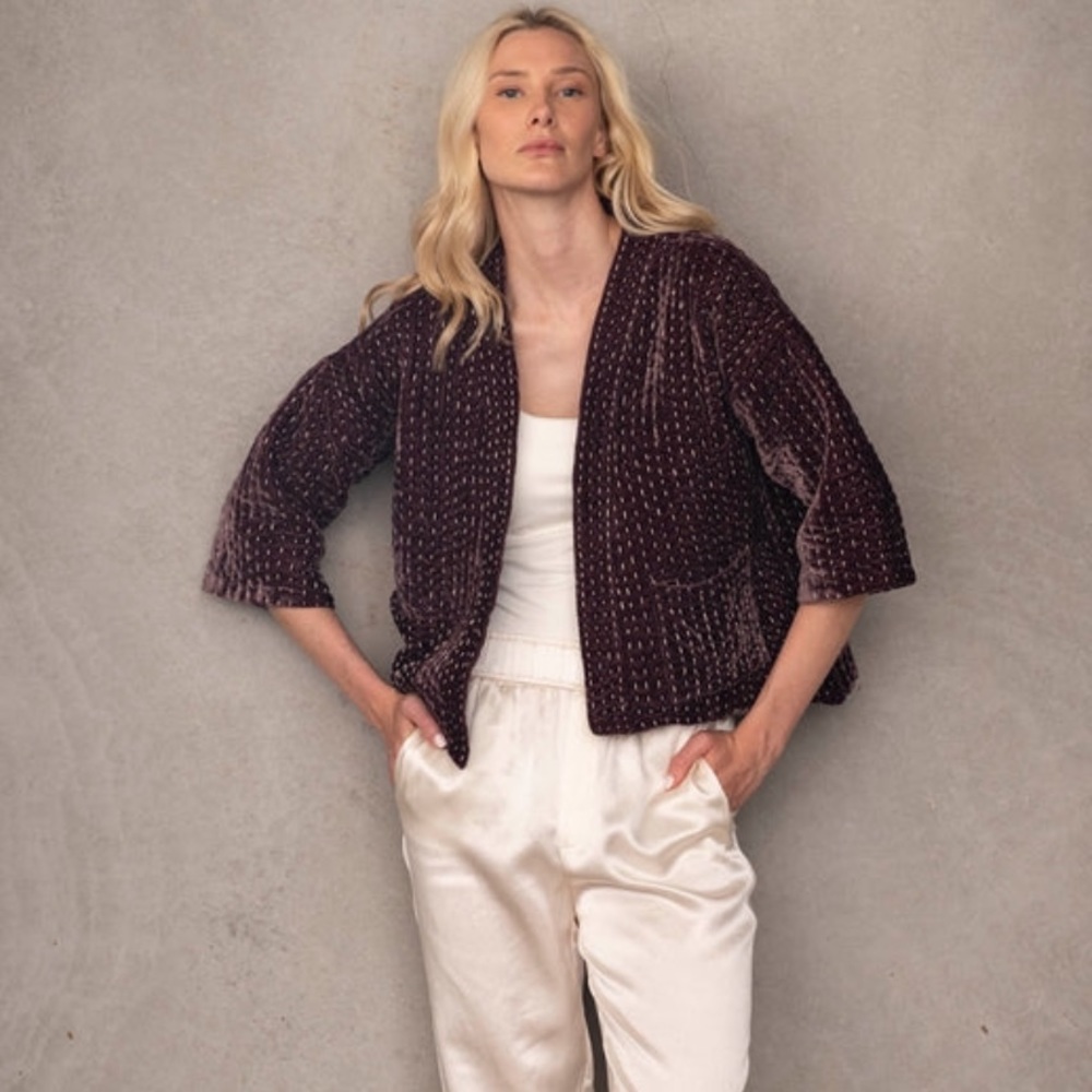 Souk Indigo Jerusalem Velvet Jacket Purple Size Medium